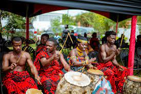 cultural-event-with-troops-playing-drums some ghana diaspora at cultural event with troops playing drums
